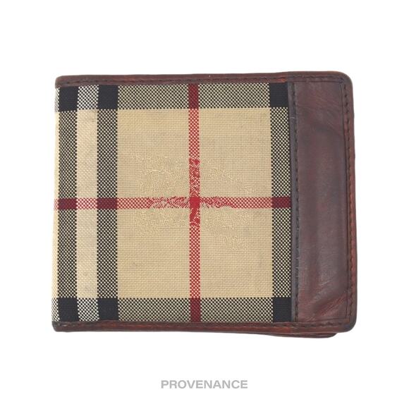 🔴 Burberry Nova Check Canvas Bifold Wallet - Brown - Picture 1 of 7